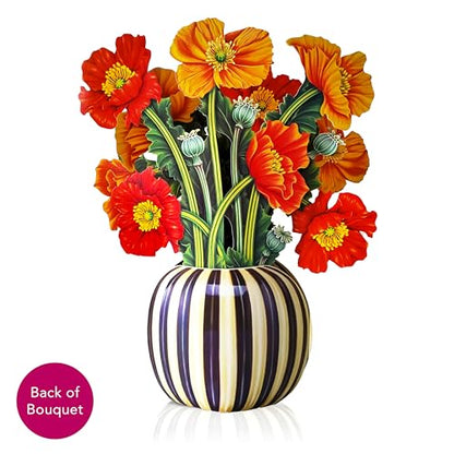 Freshcut Paper Pop Up Cards, French Poppies, 12 Inch Life Sized Forever Flower Bouquet 3D Popup Greeting Card, Birthday Cards, Thank You Card, Blank Notecard & Envelope - color: French Poppies New, size: Classic
