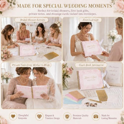 Letters to the Bride Scrapbook Kit, Bridal Shower Guest Book Alternative - color: pink