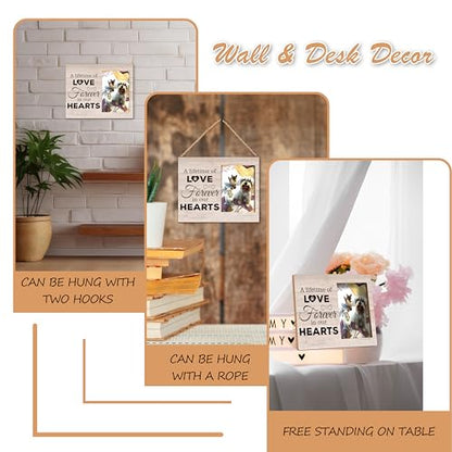 Pet Memorial Photo Frame - A Lifetime of Love Forever in Our Hearts - Wooden Tabletop Picture Frame for Dog or Cat - Sympathy Gift for Pet Owner - style: YuHong-Photo Frame-B73