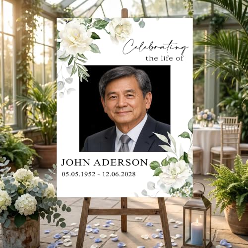 Custom Funeral Welcome Sign, Personalized Celebration of Life Welcome Sign, Funeral Poster Board, Memorial Picture Board, Memory Sign for Funeral, Celebration of Life Decor, Funeral Decorations #5 - color: Background#5