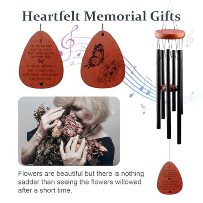 Memorial Wind Chimes - Sympathy Gifts for Loss of Loved One Mother Dad | Bereavement Remembrance Funeral Condolence Gift, in Memory of Loved One Gifts, Sympathy Wind Chimes 25.5'' Outdoor Decor