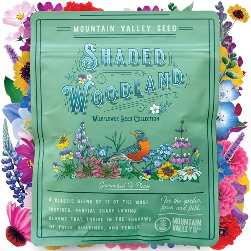 Mountain Valley Seed Co Wildflower Seed Bulk, 3 Oz. 80,000+ Seeds | 19 Non-GMO Flower Seeds for Shade, Annual & Perennial Wildflower Mix for Partial Shade—Shade Tolerant - style: Partial Shade