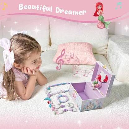 ProCase Musical Mermaid Jewelry Box for Girls, Mermaid (Box with Jewelry) | Kids Small Music Jewellery Boxes with Spinning Doll, Birthday Gift for Little Girl Children Toddler Ages 3 4 5 6 7 8 Year Old - color: Mermaid (Box with Jewelry)