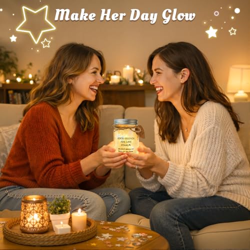 Friendship Gifts for Women - Mason Jar Night Light Unique Birthday Gifts | Unique Birthday Present, Meaningful Appreciation Keepsake, Coworker Farewell, Sentimental 15oz Glass - style: GOOD FRIENDS