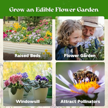 Lush&Dew Edible Flower Seed Bank with Almanac, Gardening Gifts for Women | 32 Types 30,000+ Non-GMO Heirloom Seeds for Planting Culinary Flowers, Survival Seed Kit, Gardener Gifts, Annuals Perennials - style: Edible Flowers