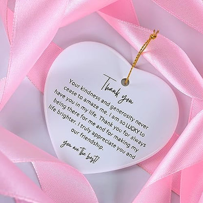 Jocidea Thank You Keepsake for Friend - Heart Christmas Ornament - Say Thanks - Friend Appreciation Gift - color: Truly Appreciate You and Our Friendship