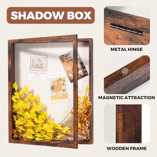 Muzilife 16x20 Shadow Box Picture Frame, 2.16 Deep, Real Glass, Honey Brown - color: Honey Brown, size: 16x20