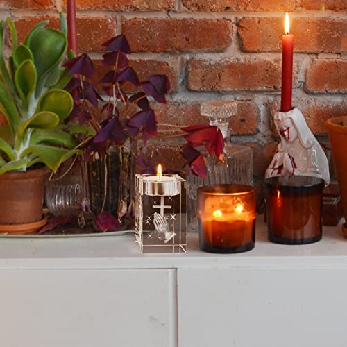 YWHL Cross Religious Crystal Votive Candle Holders, Religious Gifts for Women, 3D Praying Hands and Cross Glass Tealight Candle Holder for Table Centerpiece (Excluding Candles) - color: Praying Hand