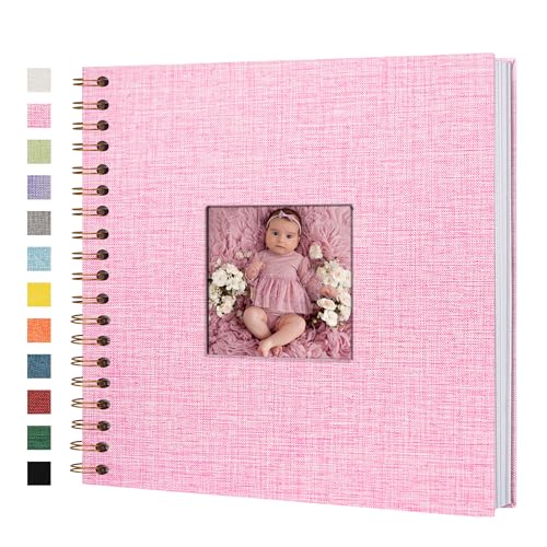 Scrapbook Photo Album, Linen Covered, 10x10 Inches, 40 Sheets/80 Pages | Hardcover Kraft White Pages, Wedding Guest Book, Travel Memory Book, Christmas, Baby Shower Keepsake, Family Album - color: Pink, size: 10x10 Inch 80 Pages