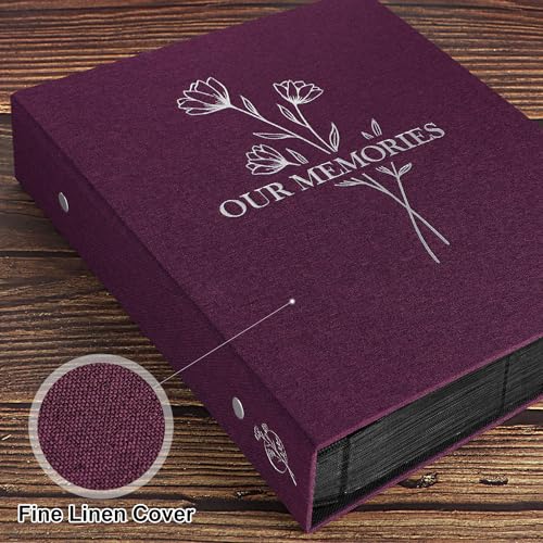 Lanpn Photo Album 4x6 400 Pockets, Linen OUR MEMORIES Hardcover Photo Book Photobook Holds 400 Vertical Pictures Only Purple - color: Purple, size: 400 Photos