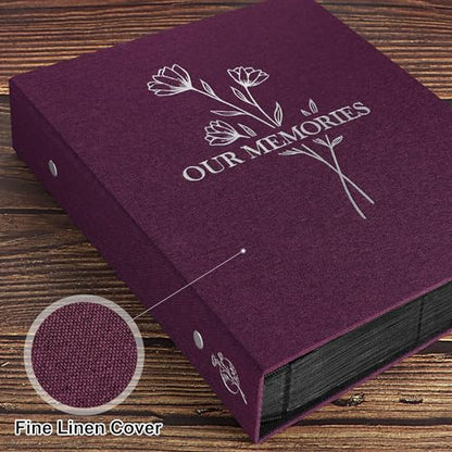 Lanpn Photo Album 4x6 400 Pockets, Linen OUR MEMORIES Hardcover Photo Book Photobook Holds 400 Vertical Pictures Only Purple - color: Purple, size: 400 Photos