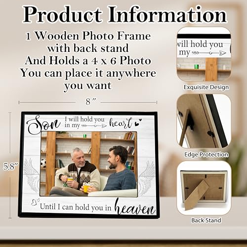 Memorial Gifts for Loss of Son, Bereavement Picture Frame, Remembrance Gift Photo Frame, Loss of Son Sympathy Gifts for Mother, Fits 4x6 In Photo for Tabletop Display - L09 - style: loss of son 2