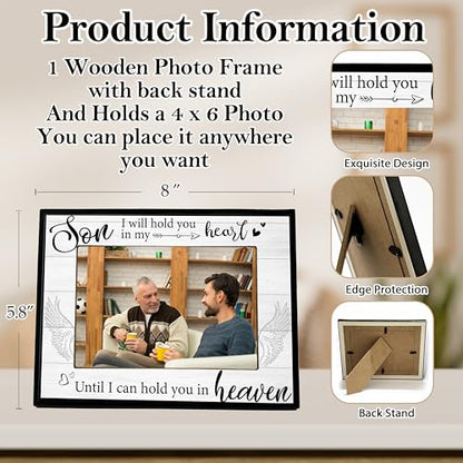 Memorial Gifts for Loss of Son, Bereavement Picture Frame, Remembrance Gift Photo Frame, Loss of Son Sympathy Gifts for Mother, Fits 4x6 In Photo for Tabletop Display - L09 - style: loss of son 2