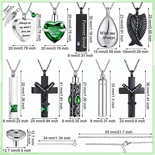 Jexine 10 Pcs Urn Necklace Cremation Jewelry for Men - color: Green