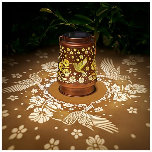Hummingbird Solar Lanterns Outdoor Waterproof Garden Decor Birthday Gifts for Women Mom Grandma Hanging Solar Lights Metal Lantern Decoration Outside for Porch,Patio,Yard,Backyard - style: J. 1 Pack Hummingbird Lantern