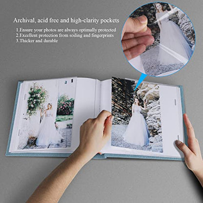 1DOT2 Small Photo Album 4x6, Hold 60 Photos with Memo, Cyan Blue | Vertical Slip-in Pockets, Linen Cover with Writing Space, For Wedding Baby Mother's Day - color: Cyan Blue, size: 4x6