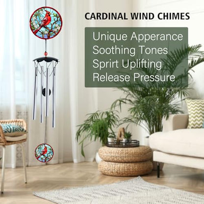 Wind Chimes for Outside 26" Cardinal Wind Chimes Outdoor Home Patio Garden Decor Windchimes Outdoors Gift Ideas for Women Mom Grandma Sisters