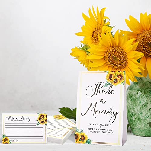 Zonon 50 Pcs Sunflower Share a Memory Cards Sign Place Seating Place Cards | Memorial Cards for Celebration of Life, Funeral, Bridal Shower, Sunflower Wedding Decoration, Birthday Anniversary