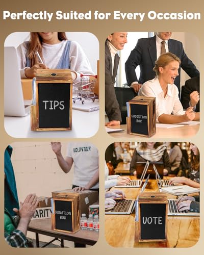 Uniclife Wood Suggestion Box, Donation Box with Key Lock - color: 6.8" L x 3.9" W x 9.9" H
