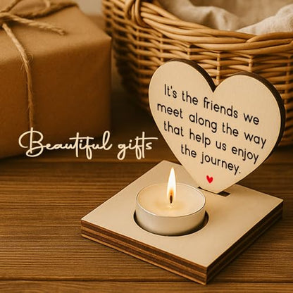 Heart Shaped Wooden Tealight Candle Holderwith Inspirational Quotes, Memorial Friends Appreciation Gifts, Rustic Wooden Candle Holder for Birthday, Christmas, Farewell SLZ22 - color: Daughter