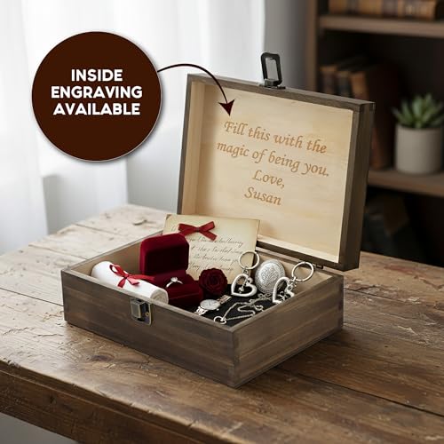 Personalized Monogram Keepsake Box, Engraved Gift for Men & Groomsmen | Add initial & name. Holds watches, photos & mementos. 4 sizes, 4 finishes & optional inside engraving for any occasion. - style: 8. Split Monograms