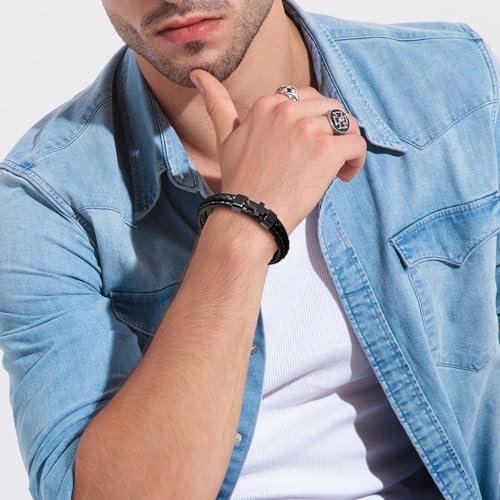 RIPFEVURN Cross Cremation Jewelry Black Urn Bracelet for Ashes for Women Men Memorial Ashes Leather Cuff Bangle Bracelet