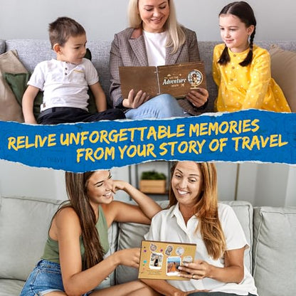 CY2SIDE Travel Photo Album Scrapbook - 111PCS Let The Adventure Begin Wooden Travel Scrapbook Craft Kit, Traveling Diary Photo Book DIY Handmade Souvenir Gifts for Adventure Lovers, Heartfelt Present - style: Travel