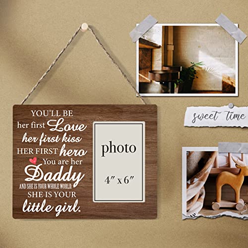 Daddy Gift for New Dad Daddy-to-Be from Unborn Baby Girl Wood Picture Frame | Daddy Little Girl Wood Photo Frame Gifts for First Father's Day Gender Reveal, Tabletop and Wall - color: Love
