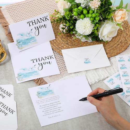Fumete 50 Set Funeral Thank You Cards, Dove - style: Dove