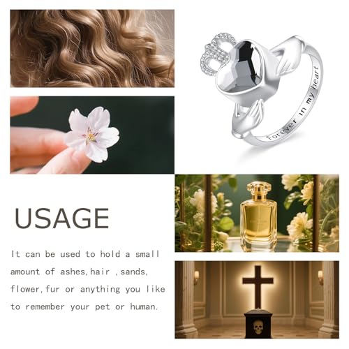 Urn Ring for Ashes Sterling Silver Urn Ring Keepsake Memorial Jewelry Gifts for Women - color: claddagh