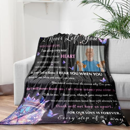 Arovene Ship Next Day, Custom Memorial Blanket with Photo - Printed in USA, A Hug from Heaven Blanket, Personalized Sympathy Gifts for Loss of Loved One Dad Mom Husband Wife Friend Dog Memorial Gifts - color: Style 05