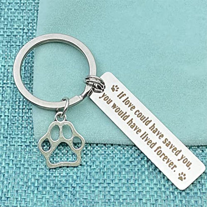 Pet Memorial Gift Keychain for Dogs Cats Loss Remembrance Jewelry Loss of Pet Sympathy Keyring If Love Could Have Saved You, You Would Have Lived Forever In Memory of Dog Keepsake Condolences Gift