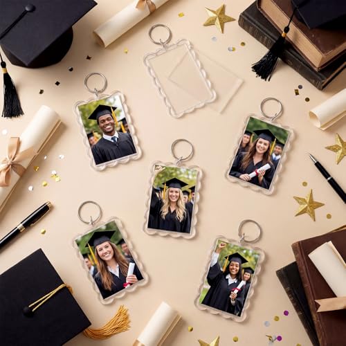 Clear Acrylic Photo Keychain Holder 2 x 3'' Photo Insert Picture Frame Keychain Making Kit DIY Holiday Gifts