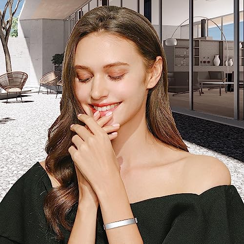 TONY & SANDY Inspirational Bracelets for Women Teen Girls Personalized Gifts for Daughter Granddaughter Mom Sister Friends Stainless Steel Engraved Cuff Birthday Easter Christmas - style: A - Be strong when you are weak be brave when you are scared be hum