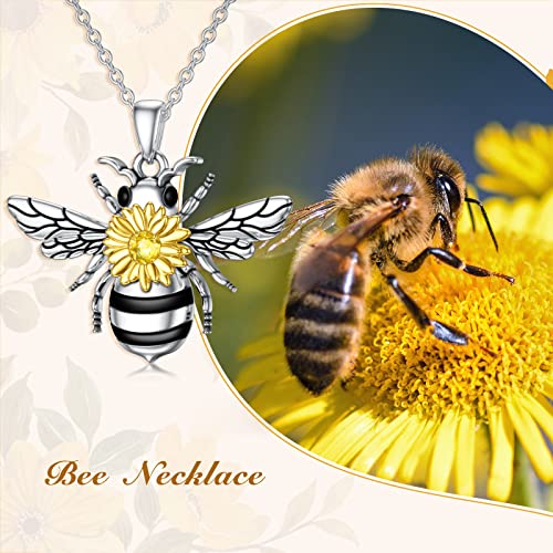 PELOVNY Urn Necklace for Ashes 925 Sterling Silver Butterfly Dragonfly Bee Phoenix Hummingbird Urn Necklaces Animal Crystal Cremation Jewelry for Ashes Cat Dog Pet Memorial Gifts - color: 16-Bee Urn A