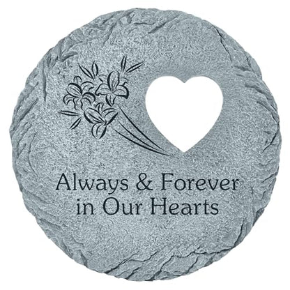 Let's Make Memories Personalized Memorial Stones - in Memory - Sympathy - Condolences - Loved Ones or Pets - Large Round Stone - in Our Hearts Design - style: Round