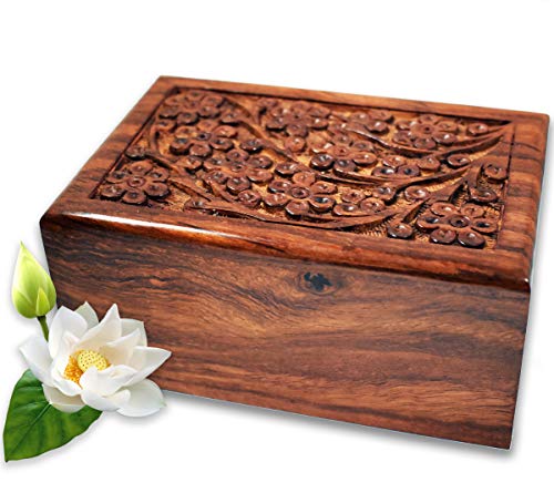 Handcrafted Rosewood Cremation Urns - Beautiful Wooden Urn Tree of Life Design - Urns for Human or Pet Ashes (XX-Large) - size: XX-Large (250 lbs)