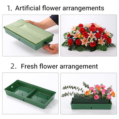 Cemetery Saddles for Grave Headstone, 1 Monument Saddle Holder 2 Dry Foam - color: Green