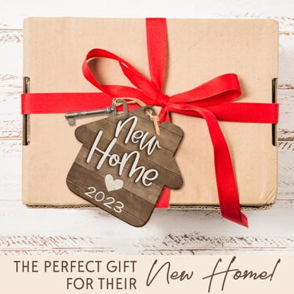 Housewarming Gifts New Home, New Home Ornament 2023, House Warming Gift, First Home Gifts for Newlywed Couples, Ideal for Christmas Decorations 2023, Stained Wooden Ornaments - style: New Home Brown