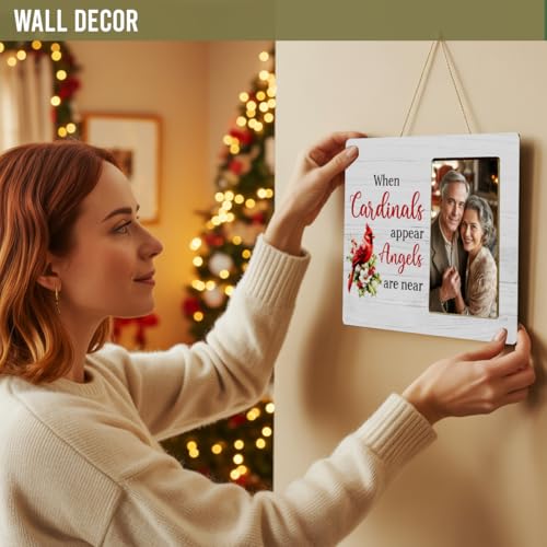 Cardinal Memorial Gifts Picture Frame for Loss of Loved one, Sympathy Gifts Picture Frame, When Cardinals Appear Angels are Near - color: Cardinal