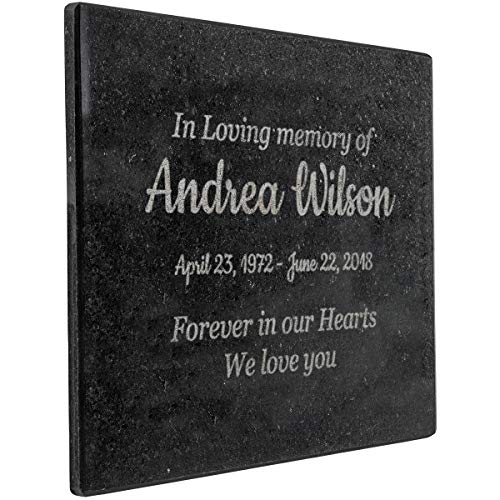 Customizable In Loving Memory Granite Garden Stone (8 x 10 x .4") | Laser Engraved, Indoor & Outdoor Use, Personalized Text, Black Granite, Memorial Plaque - size: 8 x 10 x 0.4"