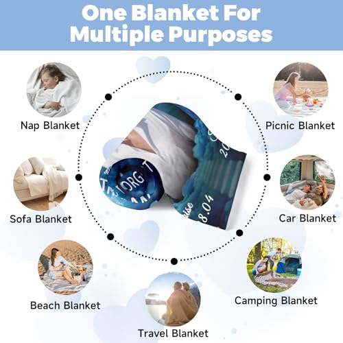 Custom Sympathy Blanket with Photo - Personalized Memorial Blanket for Departed Loss of Loved One in Loving Memory Bereavement Grief Gifts for Dad Mom Husband Wife Friend Women Men (Mirror and Dove)