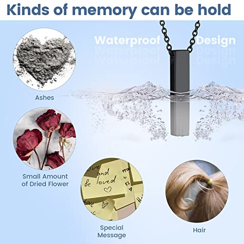 GOLDCHIC JEWELRY Urn Necklaces for Ashes, Stainless Steel Pet/Cross/Birthstone/Tree of Life Personalized Keepsake Memorial Jewelry for Women - color: Cube - Black Plated, style: No Engraving