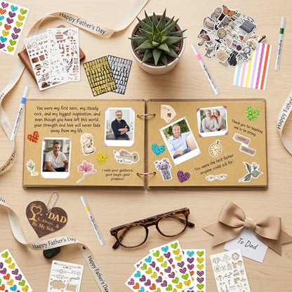 CY2SIDE Dad Memorial Gifts Photo Album – 110PCS In Loving Memory of Dad Wooden Scrapbook Kit Sympathy Gift for Loss of Father, Bereavement Keepsake Grief Journal for Father’s Day & Grieving Family - style: Memorial Dad
