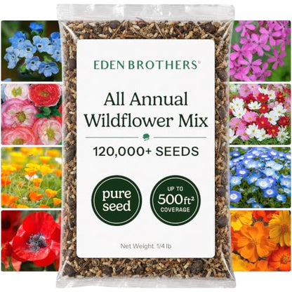 Eden Brothers All Annual Wildflower Mixed Seeds for Planting, 1/4 lb - size: 1/4 Pound, style: All Annual