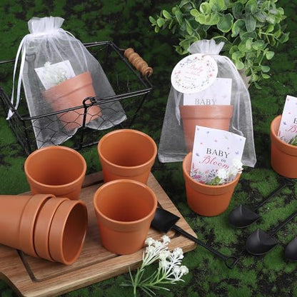 Aneco 48 Sets Baby Shower Party Favors Seed Packet for Guests Include Self Adhesive Seed Envelopes Organza Bags Flowerpot Cards Garden Shovel Flower Bouquet for Spring Shower Gifts(No Seeds) - style: Spring Flowers