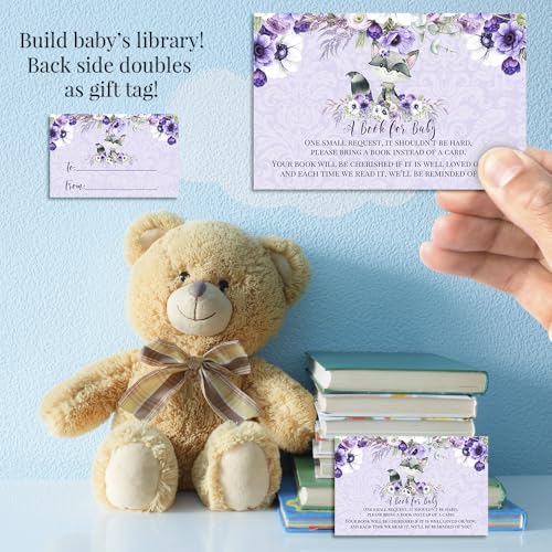 Baby Shower Invites for Girls – Raccoon Girl Baby Shower Invitation Bundle with Diaper Raffle Tickets, Book Request Cards & Envelopes. Set of 20 5X7 Watercolor Floral Invitation Kit Sets - style: Raccoon