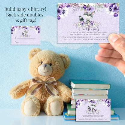 Baby Shower Invites for Girls – Raccoon Girl Baby Shower Invitation Bundle with Diaper Raffle Tickets, Book Request Cards & Envelopes. Set of 20 5X7 Watercolor Floral Invitation Kit Sets - style: Raccoon