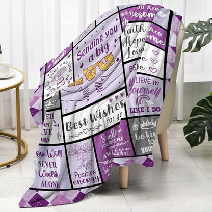 Nuowagify Get Well Gifts for Women/Men, Breast Cancer Gifts for Woman, Birthday/Inspirational/Sympathy/Thinking of You Gifts for Women Men Daughter Son Mom Dad，Feel Better Healing Blanket 60x50in