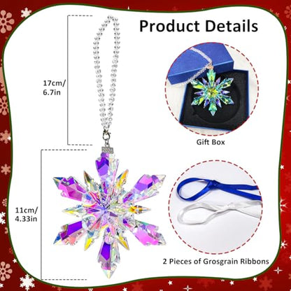 Christmas Ornaments 2026, Crystal Glass Snowflake Ornaments, Sparkly Pretty - color: Colorful Crystal